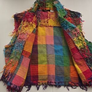 Colorful Patchwork Fringe Vest